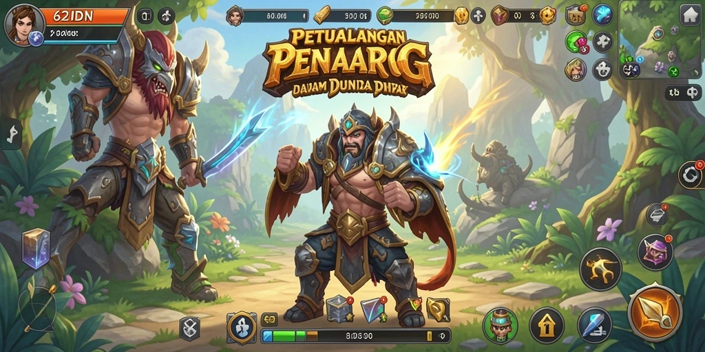 Screenshot gameplay 62IDN yang menunjukkan pertempuran epik