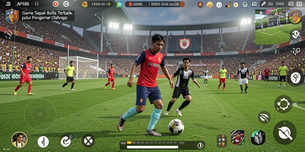 Tampilan gameplay seru dari AP686 yang memperlihatkan aksi sepak bola.