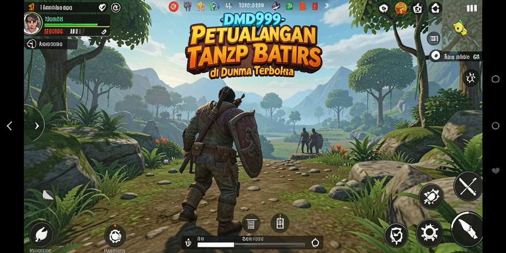 Screenshot menunjukkan pemain menjelajahi dunia luas DMD999.
