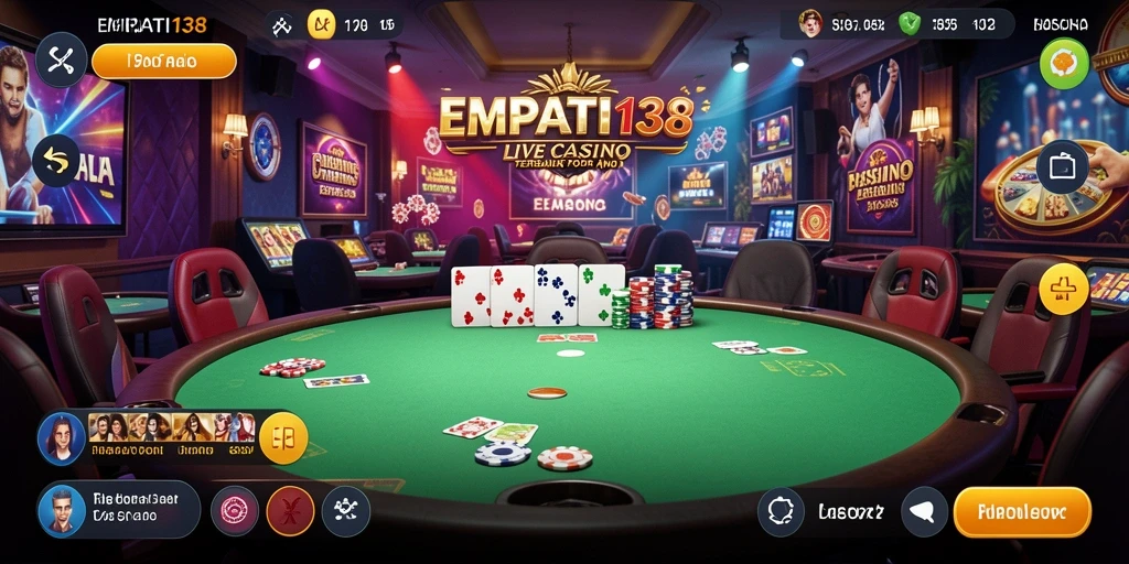 Tampilan screenshot utama <strong>EMPATI138</strong> yang menampilkan dealer dan meja permainan Live Casino.