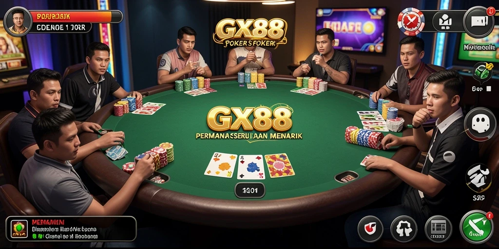 Tampilan menarik dari permainan poker GX88 yang mendebarkan.