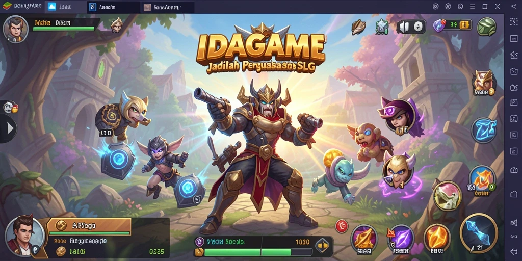 Screenshot IDAGAME menampilkan pertarungan epic dalam gameplay SLG.