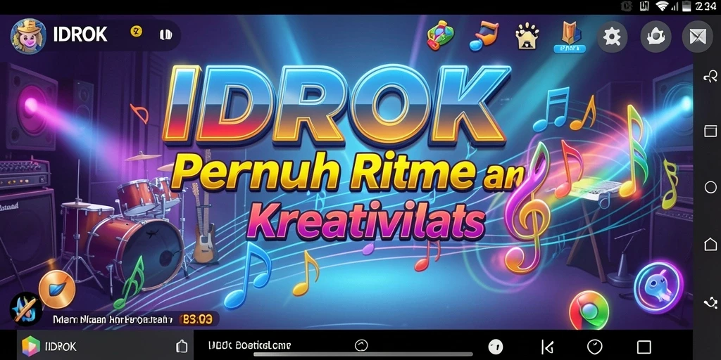 Screenshot IDROK menampilkan antarmuka bermain musik yang interaktif.