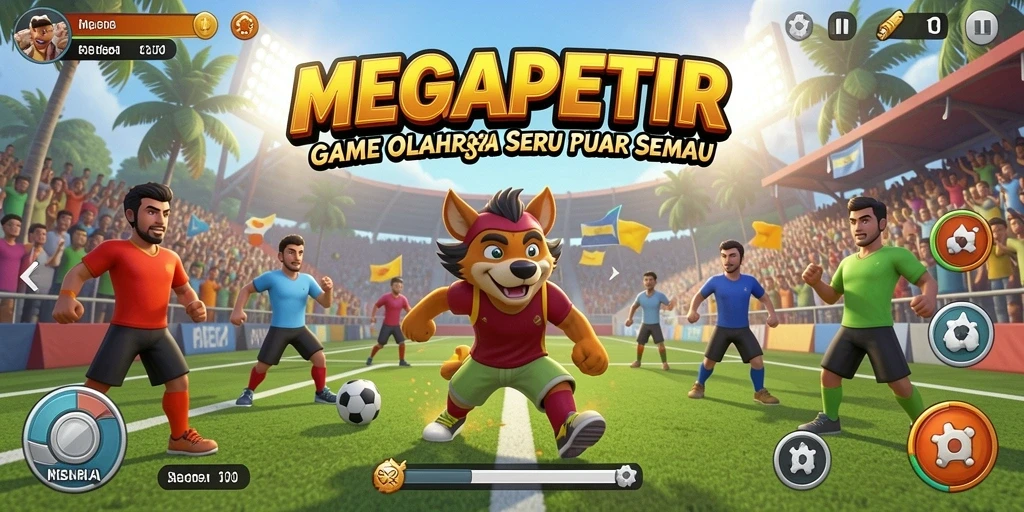 Tampilan utamanya menunjukkan gameplay olahraga yang mendebarkan.
