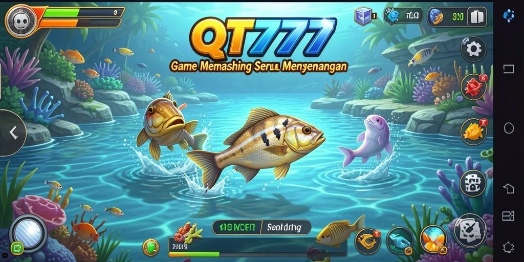Tampilan gameplay QT777 yang menampilkan momen menangkap ikan besar.