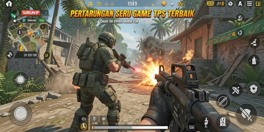 Tampilan gameplay seru di SURGAVIP saat pertempuran berlangsung.