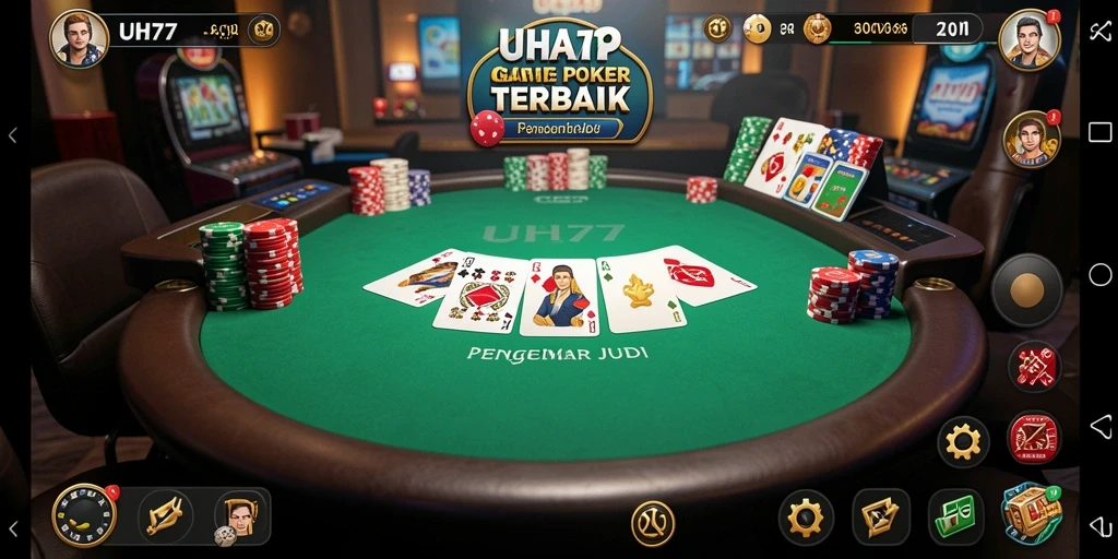 Tampilan gameplay UH77 yang mendebarkan dalam permainan Poker.